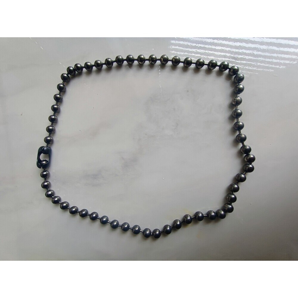 1990s Vintage Black Tone Ball Beads Necklace Choker Distressed Statement Punk